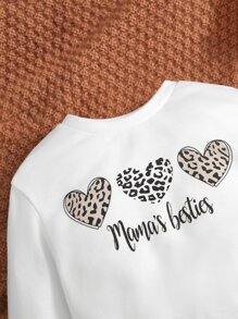 SHEIN 嬰兒女孩字母圖形運動衫和豹紋褲襪 - 彩色 - 查看 4