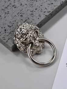 1 pieza Perilla del cajón con diseño de cabeza de león - Plateado - Ver 3