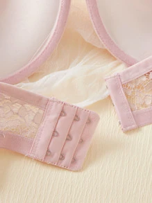 Plus Floral Lace Underwire Bra - Baby Pink - View 5