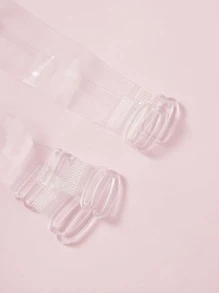 Plus Floral Lace Underwire Bra With 1pair Transparent Strap - Burgundy - View 3