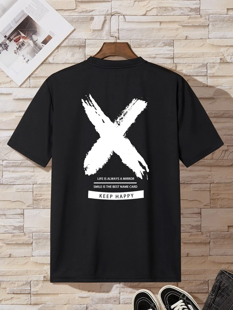 Manfinity Dauomo Men Slogan Graphic Tee - Black - View 1