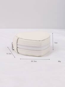 1pc Flannelette Jewelry Storage Box, Creative White Heart Design Earrings Storage Box For Home - White - View 3