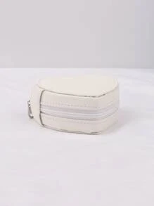 1pc Flannelette Jewelry Storage Box, Creative White Heart Design Earrings Storage Box For Home - White - View 6