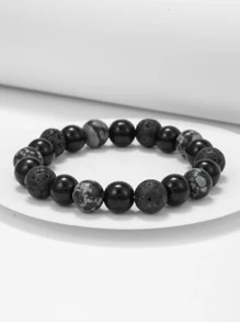 RINTOLER 1 pieza Pulsera de cuentas minimalista para hombre - Negro - Ver 1