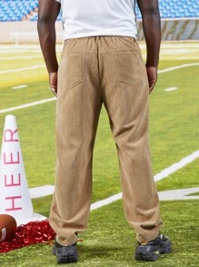 Manfinity Men Slant Pocket Corduroy Trousers - Khaki - View 2