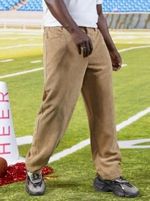 Manfinity Men Slant Pocket Corduroy Trousers - Khaki - View 3