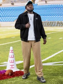 Manfinity Men Slant Pocket Corduroy Trousers - Khaki - View 4