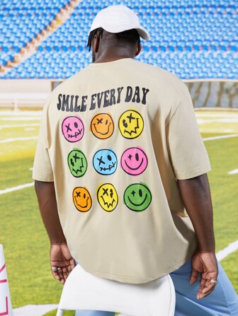 EASEVO Men Plus Cartoon & Letter Graphic Tee