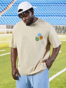 EASEVO Hombres Camiseta con estampado de dibujos animados y letra - Beis - Ver 4