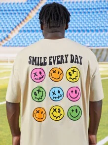 EASEVO Hombres Camiseta con estampado de dibujos animados y letra - Beis - Ver 5