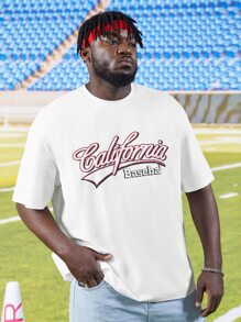 Manfinity Hombres Camiseta con estampado de slogan - Blanco - Ver 7