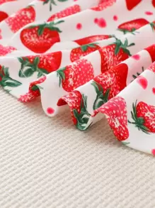 Baby Strawberry Print Bow Front Cami Dress - White - View 5