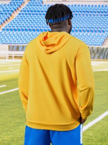 Manfinity Men Plus Letter Graphic Hoodie - Yellow - View 2