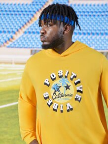 Manfinity Men Plus Letter Graphic Hoodie - Yellow - View 4