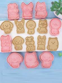 8 piezas perro de dibujos animados Sello de galleta Set - Rosa - Ver 1