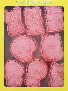 8 piezas perro de dibujos animados Sello de galleta Set - Rosa - Ver 3