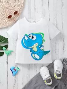 Toddler Boys Dinosaur Print Tee - White - View 1