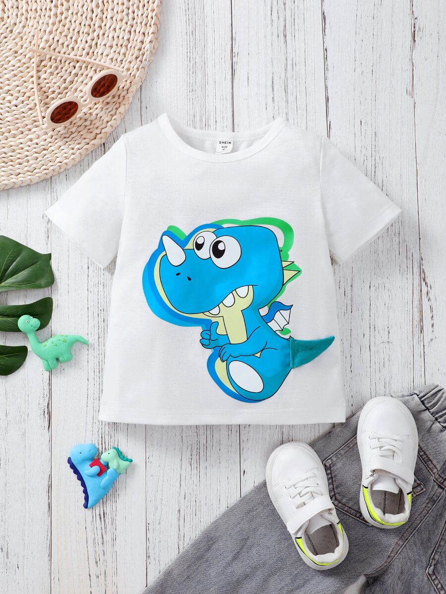 Toddler Boys Dinosaur Print Tee - White - View 1
