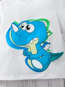Toddler Boys Dinosaur Print Tee - White - View 4