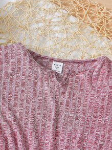 SHEIN 女孩缺口領木耳邊連身短褲 - 酒紅色 - 查看 4