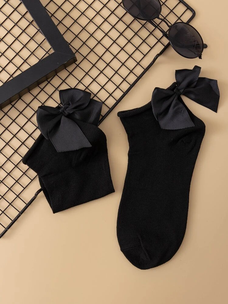 1/3/5 Pairs Women's Thin Bow Decor Girly Ankle Socks, Spring/Summer