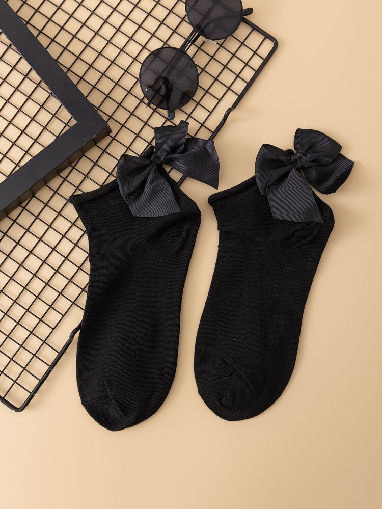 1/3/5 Pairs Women's Thin Bow Decor Girly Ankle Socks, Spring/Summer