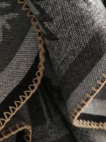1pc Geometric Pattern Faux Cashmere Shawl - Grey - View 3
