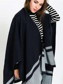 1pc Warm Woolen Shawl Scarf Coat - Blue and White - View 7