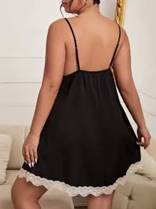 大碼蕾絲邊吊帶睡裙