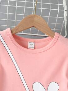 小女童卡通圖案荷葉邊娃娃裙