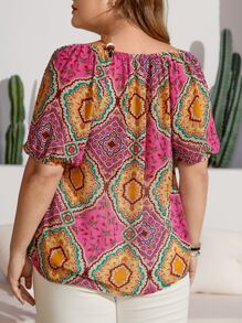 SHEIN VCAY Áo sơ mi Plus Size Tất cả trên in Boho - Nhiều màu - Xem 2