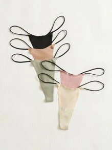 Plus 5pack Solid Simple Panty - Multicolor - View 4