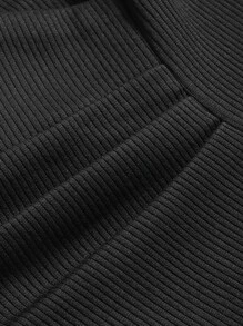 DAZY Solid Split Thigh Dress - Black - View 9