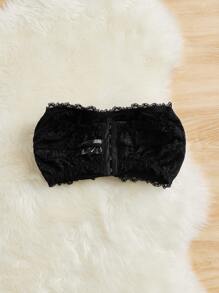Plus Floral Lace Bandeau Bra - Black - View 2