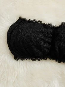 Plus Floral Lace Bandeau Bra - Black - View 4