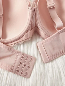 Plus Floral Lace Underwire Bra - Pink - View 3