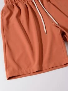 Manfinity RSRT Men Tropical Print Shirt & Drawstring Waist Shorts Without Tee, Beach Vacation Clolorful Set - Multicolor - View 4