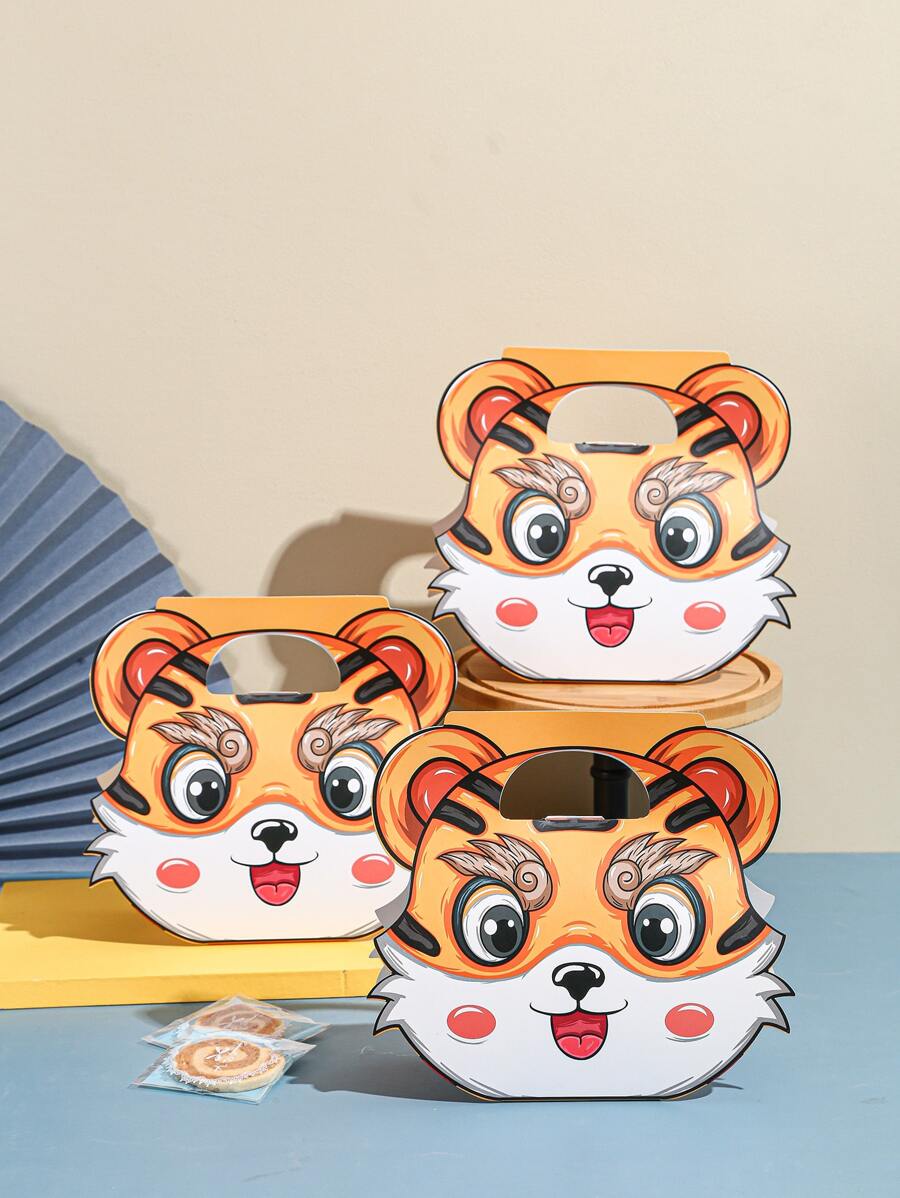 4pcs Cartoon Tiger Design Packaging Box - Multicolor - View 1