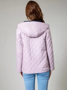 MIEGOFCE Zip Up Hooded Quilted Coat - Lilac Purple - View 2