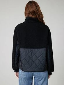 MIEGOFCE Zip Up Teddy Panel Quilted Coat