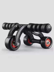 1pc 3 Wheel Abdominal Roller - Black - View 1