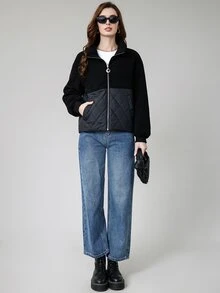 MIEGOFCE Zip Up Teddy Panel Quilted Coat