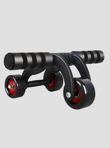 1pc 3 Wheel Abdominal Roller - Black - View 2
