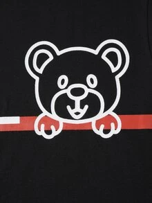 Manfinity Men Bear & Letter Graphic Tee & Shorts - Black - View 5