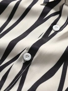 Manfinity Men Zebra Striped Shirt & Drawstring Waist Shorts Without Tee - Multicolor - View 5