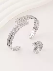 strass folha decoração Pulseira de manguito & Anel de manguito