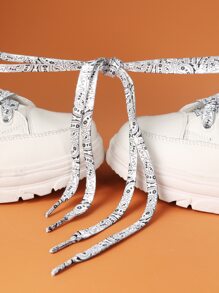 2 piezas Cordón de zapatos con estampado - Blanco y Negro - Ver 4