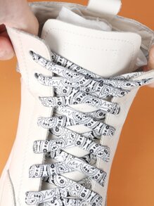 2 piezas Cordón de zapatos con estampado - Blanco y Negro - Ver 7