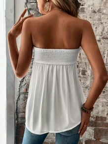 Breezaya Frill Trim Ruffle Hem Tube Top - White - View 2