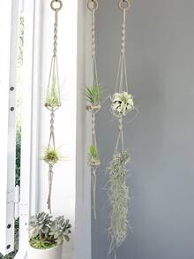 1pc Braided Detail Plant Hanger Without Flowerpot - Beige - View 2